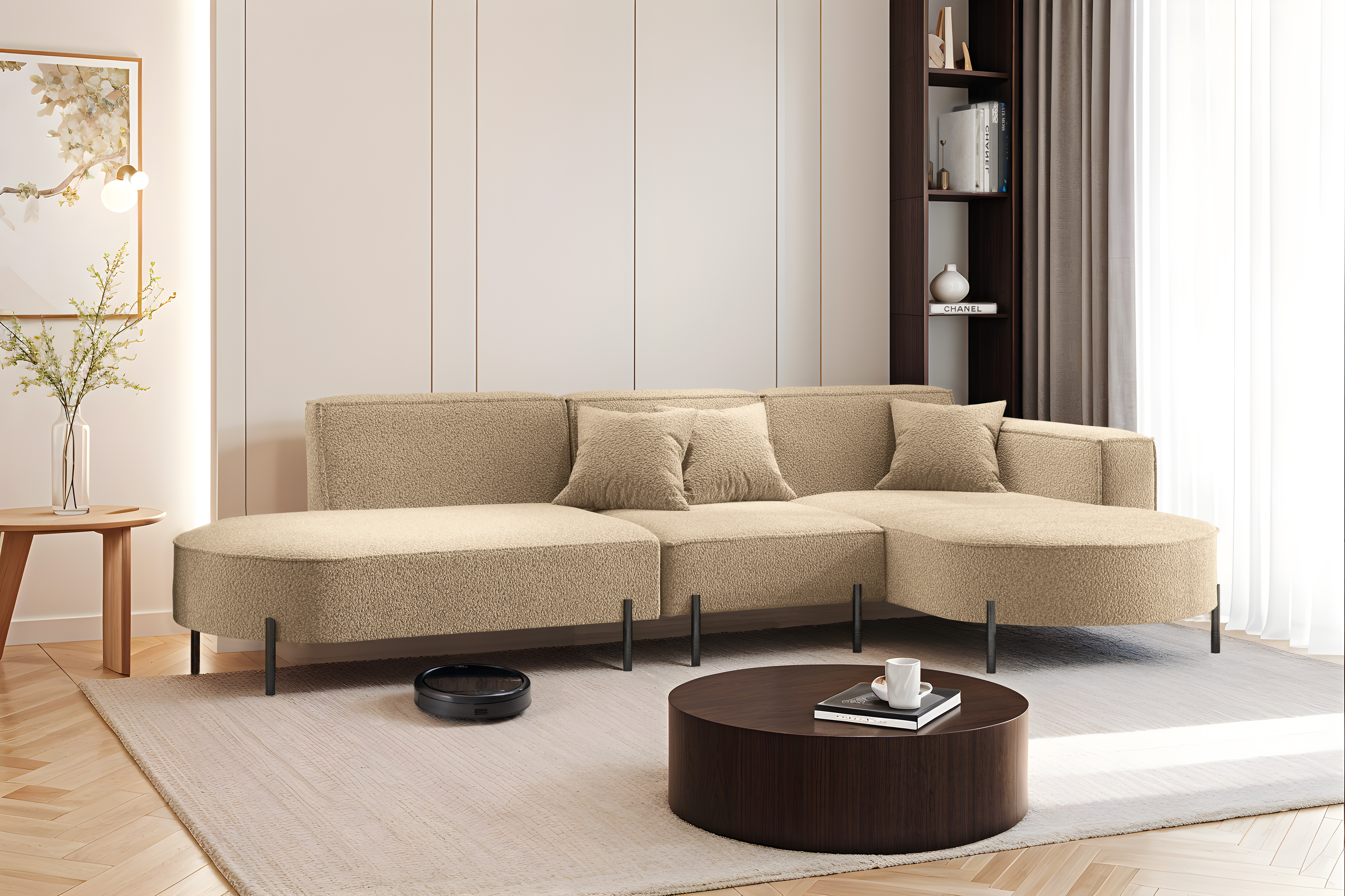 Parma L Hills Ecksofa L-Form Quelle Beige Hellbraun